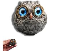 Pisheng Gardien du Hibou Porte-Bonheur-Le Sage observateur du Feutre, Figurines d'animaux de Hibou réalistes, Mini Statue de Hibou Porte-Bonheur pour Les Amateurs de Poker (Bleu)