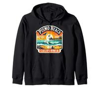 Pismo Beach California Coucher de soleil Motif dauphins rétro vintage Sweat à Capuche