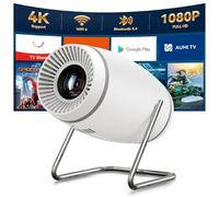 Pisodawn Mini projecteur, 4K 1080p WiFi Bluetooth, portable, blanc, LCD, HDMI/USB, prise jack 3,5 mm, 3000 lumens, contraste 1500:1, LED 50 000 heures, clé de voûte automatique, rotation à 180°, écran
