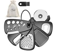 Pisol Kitchen Ensemble de gadgets uniques 6 pièces, gain de place, râpe à fromage, ouvre-bouteille, éplucheur de fruits et légumes, coupe-pizza, broyeur d'ail et de gingembre, décapant d'herbes