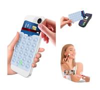 Pispoer Porte-cartes à ventouse pour téléphone, support adhésif pour 3 cartes, portefeuille de téléphone, vidéos et selfies TikTok - Bleu layette