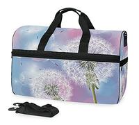 Pissenlit Mouche Bleue Blanche Sac de Sport de Natation de Sport avec Compartiment À Chaussures Sacs de Sport À Bandoulière Sac À Main pour Voyage Femmes Filles
