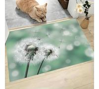 Pissenlit Paillasson Imprimé avec Envers en TPR Antidérapant Naturel, 40 x 60 cm pour Entrée Extérieure Intérieur Lavable en Machine Tapis, Vert Menthe