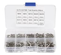 Pissente 240pcs Vis à Douille Hexagonale Ensemble Vis à Tête Hexagonale Vis à Capuchon HEX Vis de Machine Métrique en Acier Inoxydable 10 Tailles M2 M2.5 M3 avec Boîte de Rangement pour