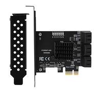 Pissente Carte D'extension PCIe SA TA, 6 Ports SA TA3.0 6 Gbps avec Puce ASM1166 Plug and Play, Indicateur de Lumière Bleue, Conception de Dissipation Thermique