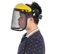 Pissente Casque de sécurité en Maille Visière Intégrale en Maille pour L'exploitation Forestière Débroussailleuse Forestière avec Bandeau Réglable Bandeau de Sueur Noir Jaune