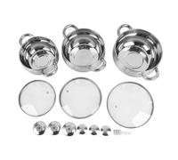 Pissente Ensemble de 3 Casseroles de Cuisine, Marmites à Soupe Antiadhésives en Acier Inoxydable à Fond épais avec Doubles Poignées pour la Cuisine Quotidienne en
