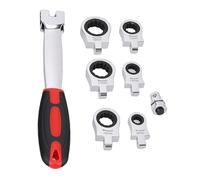 Pissente Jeu de Clés à Cliquet avec Têtes Interchangeables, 6 Pièces liquet Métrique à Tête Flexible de 8 Mm à 19 Mm, Double Verrouillage à Ressort, Rotation à 180 Degrés pour la Réparation