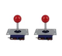 Pissente Lot de 2 manettes de jeu rondes rouges style compétition classique 2/4/8 voies pour panneaux de commande en bois et métal pour console de jeu
