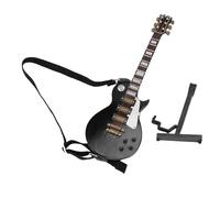 Pissente Modèle de Guitare électrique Miniature en Bois à Offrir, Guitare Noire de 7,09 Pouces avec Support et étui, Parfaite pour Les Amateurs de Musique