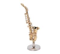 Pissente Réplique de Petit Modèle de Saxophone Ténor en Laiton plaqué Or, Longueur 8,5 Cm, Idéale pour Une Bibliothèque ou Une Table de Nuit, Cadeau Parfait pour Les Amateurs de Musique