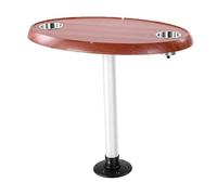 Pissente Table de Bateau Ponton, Table de Bateau en ABS texturé en Bois avec Pied en Alliage d'aluminium, Hauteur Réglable de 29,5 X 17,7 Pouces, 2 Porte-gobelets, Trou de Vidange pour Utilisation