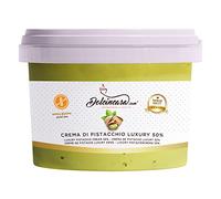 Pistachio Luxury Cream 50% Pistaches - 500g Excellente crème à tartiner sur les crèmes glacées, les desserts, le pain, les biscuits, les gâteaux et les crêpes. Veloutée à la maison ou au travail