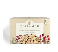 PISTAMED - Pistaches - Sans Sel - Torréfaction Artisanale - Sans Additifs et Sans Gluten - Riche en Fibres - Régimes Végétarien et Vegan - Carton : 2,24 kg, Paquet de 64 sachets de 35 g