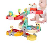 Piste de Bain Interactive, Toboggan Aquatique Glissant, Parcours de Boule de avec ventouses, Ensemble de Jouets en matériau Robuste, Jouet de Bain pour avec Installation Facile, Four