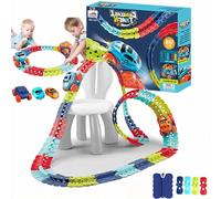 Piste de Course Anti-gravité - Voiture d'escalade électrique à 360° avec lumières LED, Pistes Flexibles et modifiables pour Le Plaisir et Le Jeu des Enfants 92PCS