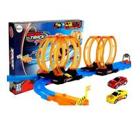 Piste de course avec quatre boucles et deux voitures 181 cm