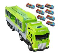 Piste de course catapultante, camion jouet avec piste de course d'éjection - Piste de course pliable pour camion porteur avec 8 voitures | Jouet convoyeur en métal, camion à double couche