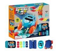 Piste de Course Jouet - Lumière LED électrique Flexible, Construction de Chemin motorisé créatif, Jeu de véhicule d'apprentissage interactif | Jouet de Construction de Piste Flexible pour, Fil