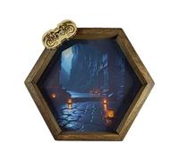 Piste de Dés Hexagonale en Hêtre - Impression Fantasy Sanctuaire Oublié, 17,7 x 15,3 cm