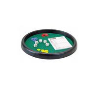 Piste de des ronde 31 cm vert et accessoires Multi Jeux (bloc Yam, 21 jetons, 5 des) - Plateau Jeu societe 421 -