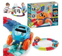 Piste Modifiable Avec Voiture De Course Lumineuse À LED,Jouet De Piste De Voiture Anti-gravité,Jouets De Piste Course 92Pièces Voiture Course Kids,Jouets Voiture Course Sur Piste Modifiables Flexibles