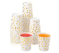 PISTISJACK 50 Pièces Gobelets Carton,Gobelet anniversaire,250 ml - Gobelets jetables biodégradables - Pour fête, mariage, fête, café, thé, boissons chaudes et froides