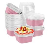 PISTISJACK 50 Pièces Mini Moule à Muffins,Moules à Gâteaux,150ml Plats de Cuisson Carrés en Papier D'aluminium Petites Boîtes à Pain Pour Gâteaux, Cupcakes, Muffins, Cheesecakes, Desserts