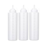 PISTISJACK Lot de 3 bouteilles de condiment en plastique - Avec bouchon - 1000 ml - Pour ketchup, sauces chaudes, barbecue, vinaigrettes, peinture, huile d'olive