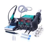 Pistolet à air chaud 938BD-II 740 W, station de retouche BGA, fer souder CMS, dessoudage, lampe LED, affichage numérique, outil soudage(938BD-II SET2)