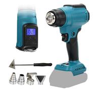 Pistolet à air chaud sans fil compatible avec MK 18 V, avec 4 buses et 1 grattoir, 300 W 550 °C avec écran LED pour travaux manuels, tuyaux thermorétractables, résine et décoration (bleu pour MK)