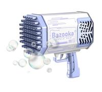 Pistolet à Bulles LED Bazooka 69 Sorties, Violet et Blanc, Batterie Rechargeable, Effets Lumineux Multicolores, pour Enfants