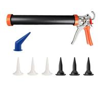 Pistolet à calfeutrer pour tube à saucisses, 590 ml, cartouche adhésive à double usage, poussée 18:1, pistolet à calfeutrer manuel en aluminium de 38,1 cm avec buses coniques et pointe courbée (noir)
