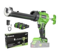 Pistolet à cartouche électrique sans fil avec lumière LED, réglage de la vitesse en continu, avec deux piles, pour cartouches de 280 ml à 330 ml