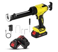 Pistolet à Cartouche sans Fil, 300 ML Pistolet Silicone Électrique avec 2 x 1500 mAh Batterie, Lumière LED, Affichage LED, 6 Vitesses Réglables,Conception de Rebond Automatique, pour Calfeutrer