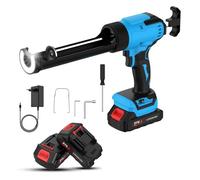 Pistolet à Cartouche sans Fil, 300 ML Pistolet Silicone Électrique avec 2 x 1500 mAh Batterie, Lumière LED, Affichage LED, 6 Vitesses Réglables,Conception de Rebond Automatique, pour Calfeutrer
