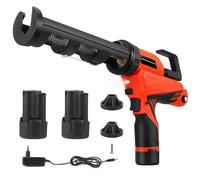 Pistolet à cartouche sans fil, presse à cartouche sans fil 12V avec 2 batteries, éclairage LED et 6 vitesses, pistolet à cartouche électrique pour cartouches de 300ml pour le scellement, le masticage