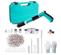 Pistolet à clouer manuel avec 5 niveaux de puissance réglable, appareil de tir à boulons portable avec 180 clous ronds pour plafonds, tuyaux, installation de circuit, décoration intérieure (bleu)