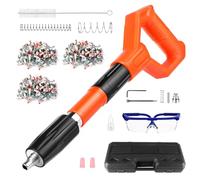 Pistolet à clous manuel avec 300 clous, 5 vitesses - Pistolet à clous pour béton pour acier et béton - Pistolet à clous portable pour cache-plafond/fil avec gants (orange + noir, L)