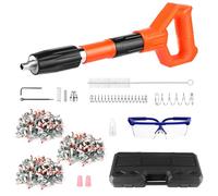 Pistolet à clous manuel avec 300 clous, pistolet à clous à 5 vitesses réglables, pistolet à clous pour acier et béton, portable et silencieux, équipement de protection inclus (noir et orange)