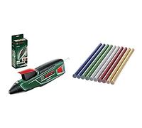 Pistolet à colle Bosch - GluePen (livré avec un chargeur USB et 4 bâtons de colle) + Lot de 10 bâtons de colle thermofusible brillants
