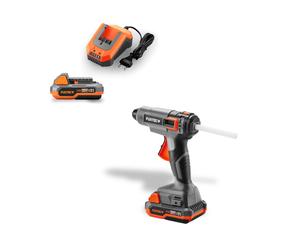 Pistolet à colle chaude à batterie FUXTEC 20V FX-E1GG20 SET - avec 1x batterie 2Ah, 1x chargeur 2,4A