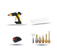 Pistolet à colle chaude sans fil 120W 12V avec contrôle de la température à affichage numérique Batterie et buse remplaçables Utilisez des bâtons de colle de 11 mm,Bâton de colle non inclus.(SET-2)