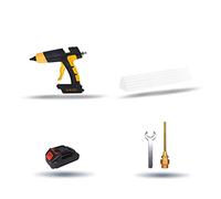 Pistolet à colle chaude sans fil 120W 12V avec contrôle de la température à affichage numérique Batterie et buse remplaçables Utilisez des bâtons de colle de 11 mm,Bâton de colle non inclus.(SET-6)