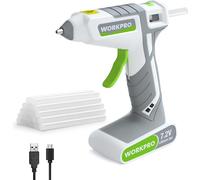 WORKPRO Pistolet à Colle Chaude sans Fil 7,2V avec Batterie 2000mAh et 20 Bâtons de Colle 7x100mm, Pistolet à Colle Electrique-Arrêt Automatique, Chauffage Rapide de 40S pour DIY, Art et Réparation