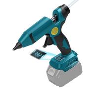 Pistolet à colle chaude sans fil compatible avec batterie Makita 18 V (sans batterie), 100 W, max. 200 ℃, pistolet à colle à préchauffage rapide avec affichage de la température et du niveau de