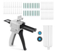 Pistolet à Colle Époxy AB 50 ml Pistolet Distributeur Époxy avec 1 Double Cartouche de Colle 50 ml et 60 pour Seringues de Mélange Statique 2:1