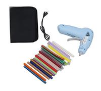Pistolet à colle thermofusible rechargeable par USB, mini pistolet sans fil avec 30 bâtons adhésifs et sac à outils, tampon en silicone pour bricolage, réparations à domicile (Bleu)