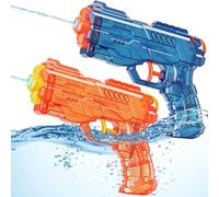 Pistolet a Eau, 2 PCS Pistolets et Fusils à Eau, Pistolets à Eaus Longue Portée, Pistolet a Eaus Puissant pour Batailles d'eau dans Jardin, Fêtes Autour de Piscine et Jeux de Plage (Orange + Bleu)