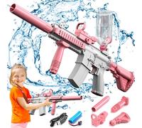 Pistolet à Eau électrique, 32 ft Pistolet à Eau Automatique Rechargeable, Pistolet à Eau pour Everyone Le Jardin D'été, la Piscine et la Plage - Rose
